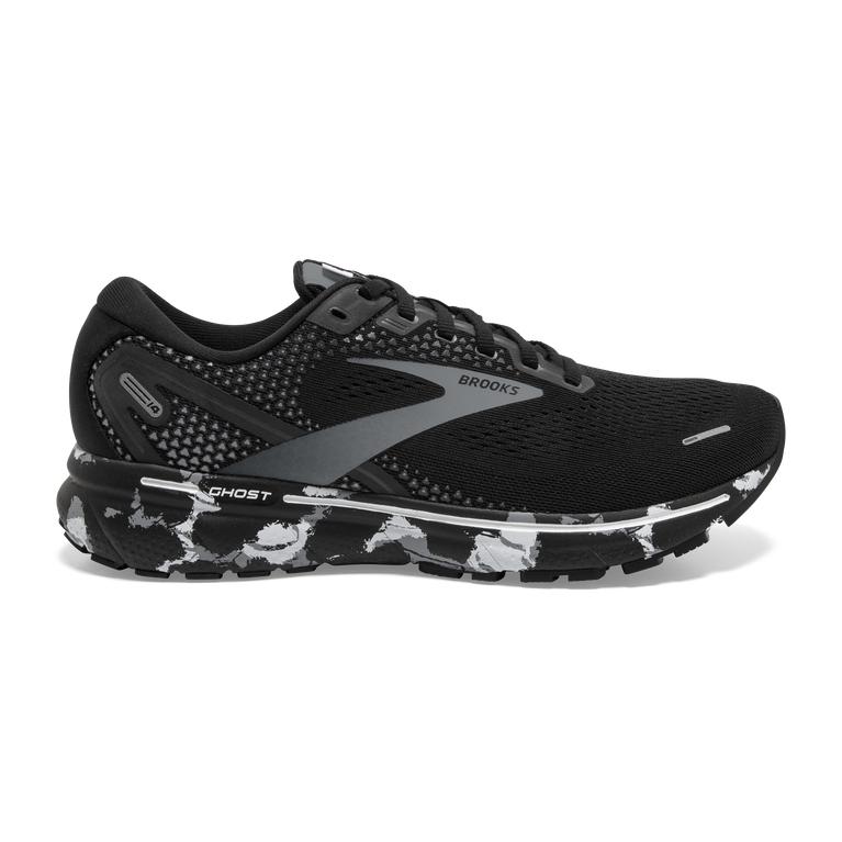 Brooks Men's GHOST 14 Road Running Shoes - Black/Grey/White - Canada (YZVHL-0257)